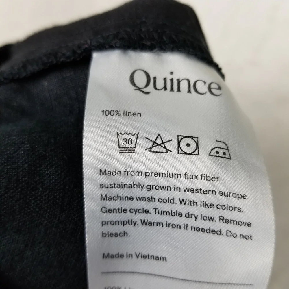 Quince Linen Pants Women XL Black Elastic Waist Tapered Relaxed Sustainable
